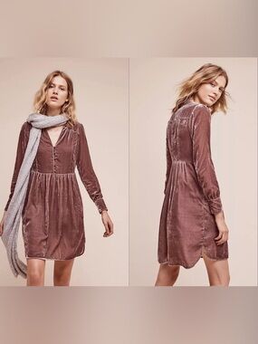 holding horses anthropologie velvet shirtdress mini dress